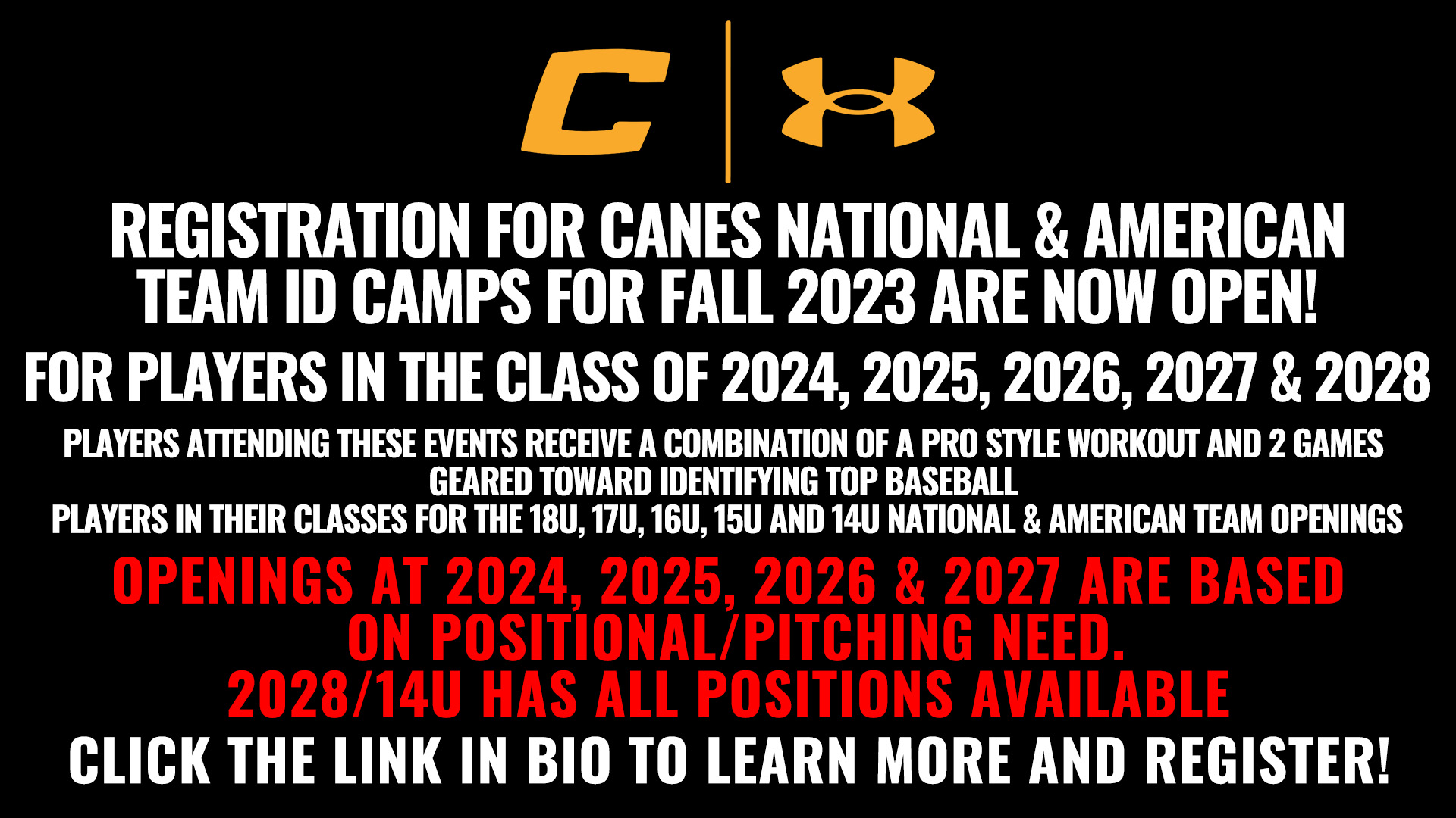 2023 National & American Team ID Camps Canes Baseball